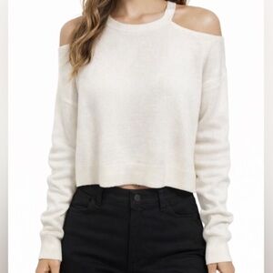 H&M Divided Ivory Cold Shoulder Sweater | Size Medium